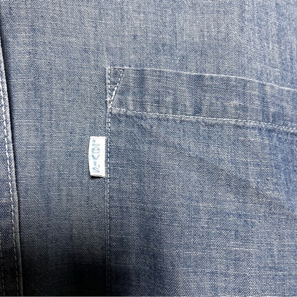 VTG Levi's Women Chambray Tunic Top Large Henley Popover Long Sleeve Coastal - Picture 2 of 12